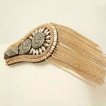 Унисекс Панк Кисточка Наплечная нашивка Эполеты Наплечный знак Брошь золотой