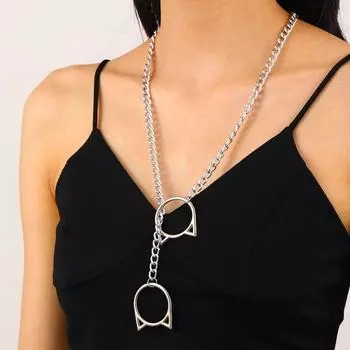 Унисекс панк металлическая цепь Y-образное ожерелье: Ретро, модный, универсальный для пар K Circle 0408 белый