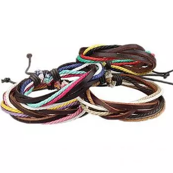 Унисекс Панк Мода Ювелирные Изделия Очарование Искусственная Кожа Браслет Плетеный Веревочный Браслет