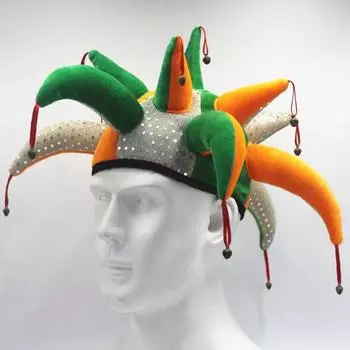 Унисекс Пасхальная шляпа с щупальцами колокольчик с блестящими пайетками Забавный цветной блок для вечеринки Косплей Шляпа клоуна для мужчин и женщин аксессуар для костюма