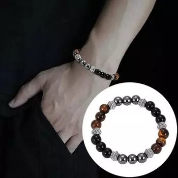 Унисекс пемза тигровый глаз камень бусины браслет Шарм ручной партии ювелирные изделия