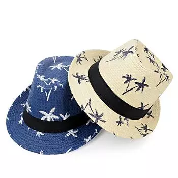 Унисекс пляжная соломенная шляпа с принтом дерева с короткими полями защита от солнца солнцезащитный крем джазовые шляпы унисекс на открытом воздухе