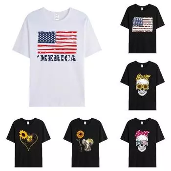 Унисекс Плюс Плюс Несколько серий принтов с круглым вырезом Свободный свитер из чистого хлопка с короткими рукавами Футболки унисекс S