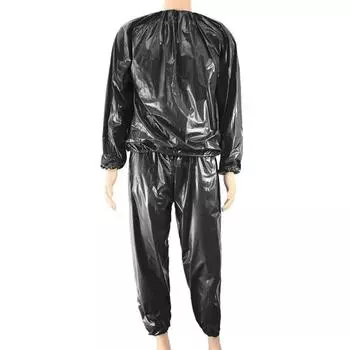 Унисекс пот сауна упражнения тренажерный зал фитнес костюм для похудения топ брюки комплект одежды XXXL чёрный