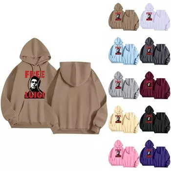 Унисекс Повседневная мода Печать Свободная завязка на шнурке с капюшоном Длинные рукава Толстовка L чёрный