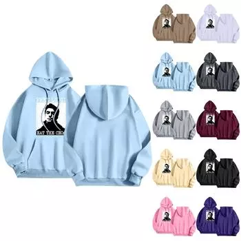 Унисекс Повседневная мода Печать Свободная завязка на шнурке с капюшоном Длинные рукава Толстовка XXL розовый