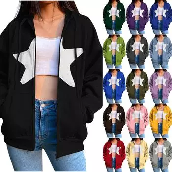 Унисекс Повседневная модная однотонная толстовка с длинными рукавами и капюшоном на молнии S