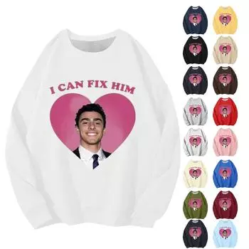 Унисекс Повседневный Модный Печатный Круглый Вырез Свободный Длинный Рукав Свитер Топ L бежевый