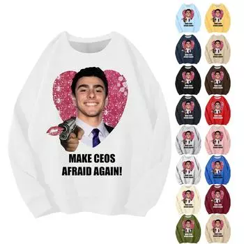 Унисекс Повседневный Модный Печатный Круглый Вырез Свободный Длинный Рукав Свитер Топ M бежевый