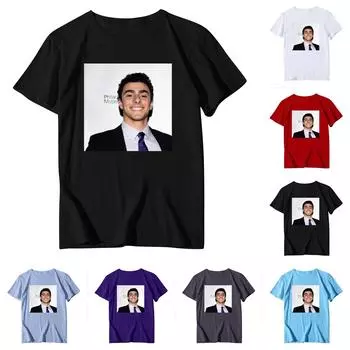 Унисекс Повседневный свободный принтованный свитер с круглым вырезом и коротким рукавом L чёрный