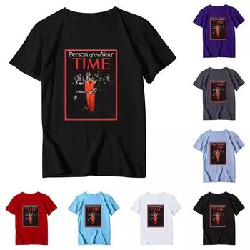 Унисекс Повседневный свободный принтованный свитер с круглым вырезом и коротким рукавом S красный