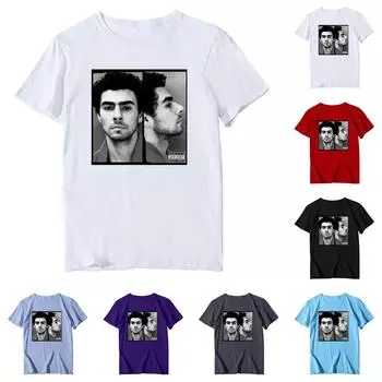 Унисекс Повседневный свободный принтованный свитер с круглым вырезом и коротким рукавом L чёрный