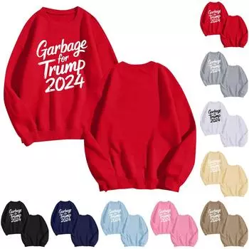 Унисекс принтованный круглый вырез пуловер модный и универсальный длинный рукав свободный свитшот топ S верблюд