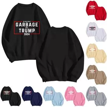 Унисекс принтованный круглый вырез пуловер модный и универсальный длинный рукав свободный свитшот топ XXXL верблюд