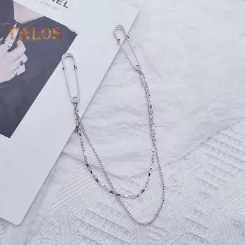 Унисекс прищепка для одежды однослойная/двухслойная цепь полированная большая булавка сплав брюки рубашка грудь костюм юбка украшение на каждый день выпускной юбилей выпускной Dual Layer