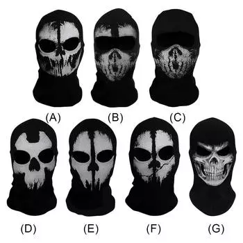 Унисекс Призрак Скелет Маска Мотоциклетный Шлем Страшный Скелет Череп Маска для Косплей Вечеринка Хэллоуин Велоспорт Скейтборд D