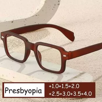 Унисекс Прозрачные Винтажные Очки Для Чтения Мужские Женские Модные Компьютерные Очки Классическая Квадратная Оправа Пресбиопия для Женщин +1.0 чёрный