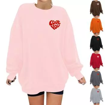 Унисекс Пуловер с принтом сердца, круглым вырезом, заниженной линией плеч, длинными рукавами L чёрный