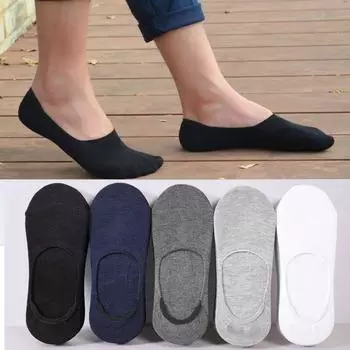 Unisex Pure Cotton Non-Slip Invisible Socks - Deodorant, Sweat-Absorbent, Breathable, Thin Silicone Design for Women & Men One Size