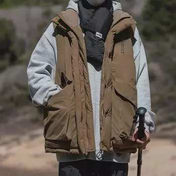 Унисекс японский ретро стеганый зимний рабочий жилет Medium хаки