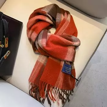 Unisex Red Plaid Scarf: 100% Australian Wool, Perfect for Autumn & Winter