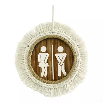 Unisex Restroom Door Sign,Wooden Bathroom Sign Easy to Hang Plaque Women Men Toilet Wall Decor for