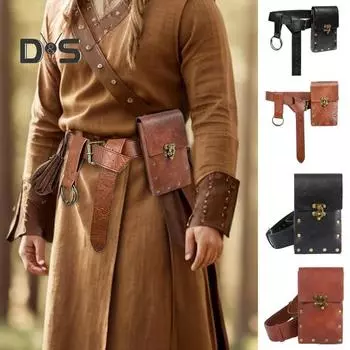 Унисекс ретро поясная сумка стимпанк ренессанс поясная сумка кошелек для монет средневековый праздничный костюм аксессуары для Хэллоуина походная юбка ремень повседневный поясной ремень чёрный