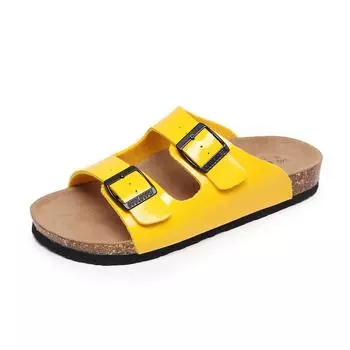 Унисекс Роскошные Цветные Новые Трендовые Сандалии Плоские Босоножки Пробковая Стелька Шлепанцы Пряжка Слипоны Лето с +Комфорт Обувь 36