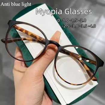 Unisex Round Myopia Glasses Ultralight Men Women Short-sighted Eyewear Blue Light Minus Diopter Eyeglasses Retro HD Lens Glasses