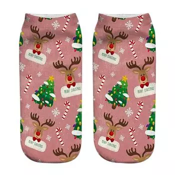Унисекс Рождественские забавные модные повседневные носки с 3D принтом Симпатичные низкие носки разноцветный