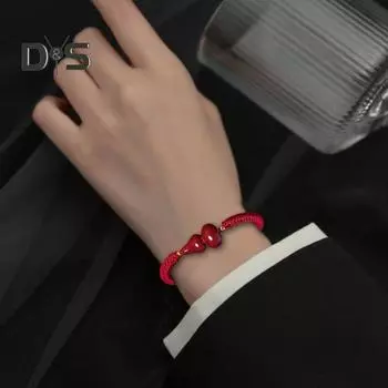 Унисекс Ручная веревка Китайский зодиак Благословение Тыква Ручной плетеный регулируемый браслет с кисточками Этнический стиль Ювелирные изделия Ремешок на руку чёрный