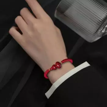 Унисекс Ручная веревка Китайский зодиак Благословение Тыква Ручной плетеный регулируемый браслет с кисточками Этнический стиль Ювелирные изделия Ремешок на руку вино красного