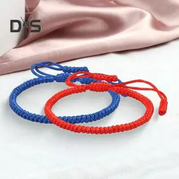 Унисекс ручная веревка регулируемая ручная работа плетеный однотонный толстый противоломающийся легкий штабелируемый браслет символические цвета для благословений значимые жёлтый