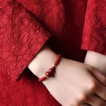 Унисекс ручной работы веревка китайский зодиак благословение тыква ручной плетеный регулируемый браслет с кисточками вино красного