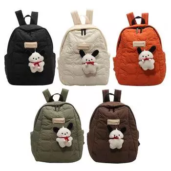 Унисекс рюкзак застежка-молния пухлый рюкзак регулируемый ремень для женщин и мужчин чёрный