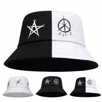 Унисекс с принтом глаз, индивидуальные панамы, рыбацкие шапки, уличная повседневная кепка, солнцезащитная шляпа черный белый