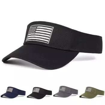 Унисекс с вышивкой американского флага, регулируемая солнцезащитная кепка с пустым верхом, бейсболка для гольфа, весна-лето, для спорта на открытом воздухе, для путешествий, для женщин и мужчин чёрный