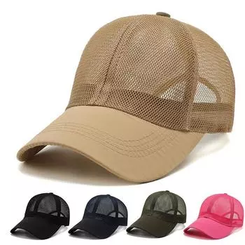 Унисекс сетчатая бейсбольная шляпа, летняя дышащая шляпа от солнца с большими полями, спорт на открытом воздухе, пеший туризм, рыбалка, мягкая верхняя кепка, однотонная кепка дальнобойщика 56-60cm