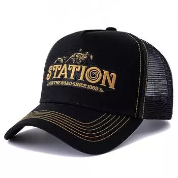 Унисекс сетчатая кепка дальнобойщика летняя дышащая кепка с вышитым буквенным узором уличная бейсболка 56cm-60cm чёрный