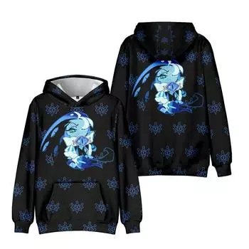 Унисекс Shadow Milk Cookie Plush Anime Hoodie Tie Dye Sweatshirt Cartoon Printed Streetwear Hoodies for Couples Men Women XS чёрный