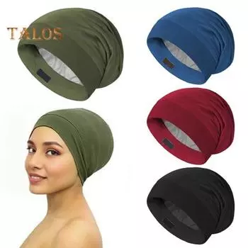 Унисекс-шапка для сна, защитная ночная шапочка для волос, высокоэластичная двухслойная однотонная головная убор, теплая легкая регулируемая зимняя шапка для дома и улицы темно-красного