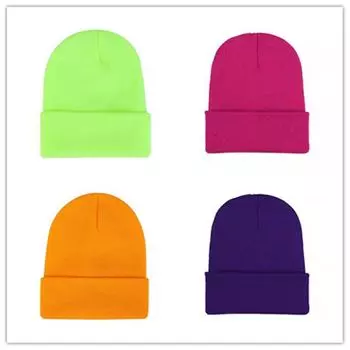 Унисекс шапка из шерстяной вязки карамельного цвета с защитой ушей - яркий однотонный цвет для весны, осени, зимы Flexible and suitable for all head sizes флуоресцентный желтый