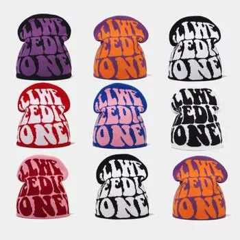 Унисекс шапка в стиле хип-хоп с жаккардовым узором и буквами, толстая теплая зимняя шапка, ветрозащитная эластичная уличная одежда, головной убор для походов, путешествий, шопинга чёрный