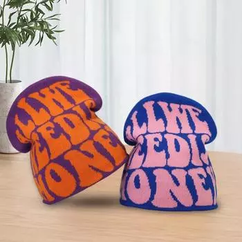 Унисекс шапка в стиле хип-хоп с жаккардовым узором и буквами, толстая теплая зимняя шапка, ветрозащитная эластичная уличная одежда, головной убор для походов, путешествий, шопинга красный