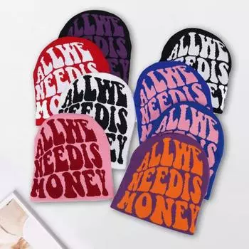 Унисекс шапка в стиле хип-хоп с жаккардовым узором и буквами, толстая теплая зимняя шапка оранжевый