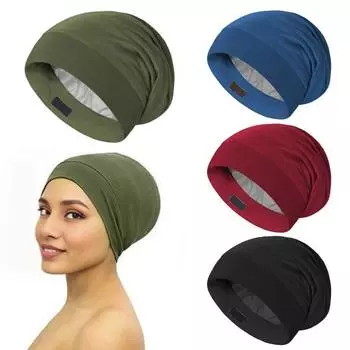 Унисекс шапочка для сна защитная ночная шапочка для волос высокая эластичность двухслойная однотонная серый