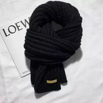 Унисекс Шарф в гусиную лапку Зимний Теплый Вязаный Шарф Легкий Модный Аксессуар для Женщин Мужчин Парный чёрный