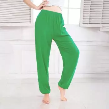 Унисекс шаровары средней посадки эластичный пояс повседневные свободные брюки однотонные спортивный стиль M оранжевый