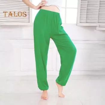 Унисекс шаровары средней посадки с эластичной резинкой на талии повседневные свободные брюки однотонные спортивные легкие брюки универсальная одежда M жёлтый