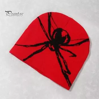 Унисекс шляпа на Хэллоуин с аппликацией паука вязаная эластичная купольная защита для ушей хип-хоп уличная кепка для вечеринки на Хэллоуин клубная зимняя шапочка для взрослых белый